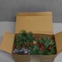 Christmas Garland with Lights, 6 FT Battery Operated Garland with 60 LED Lights, Timer, Lighted Garland with Berries Pine Cones for Mantle Stairs Railing Home Xmas Decoration Indoor