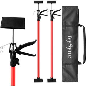 Cabinet Jack for Installing CabinetAdjustable 3rd Hand Support Pole Extend from 45 to 114 inches,Premium Steel Cabinet Lift Jack Support up to 154 lbs2 Pack with Storage Bag (Red-Orange)