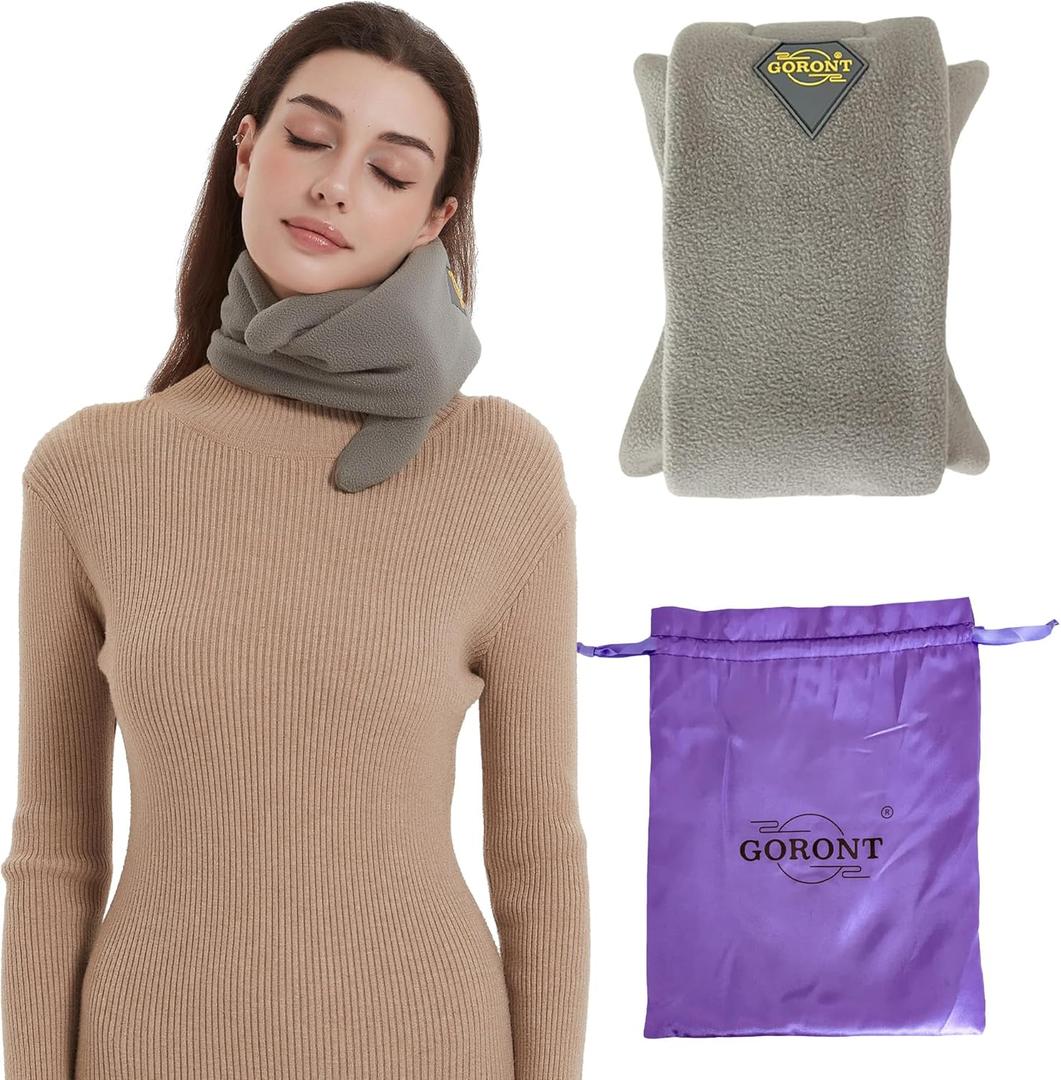 Travel Pillow, U-Shaped Chin Support Pillow and Multi-Functional Scarf, Suitable for Rest in Planes, Cars or Offices. Easy to Clean and Portable, Equipped with a Luxurious Storage Bag (Medium)