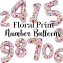 Flower Balloons 40 Inch Floral Number 0 Balloon for 10th Birthday Garden Party Decorations Ten Year Old Photo Props Foil Number 0