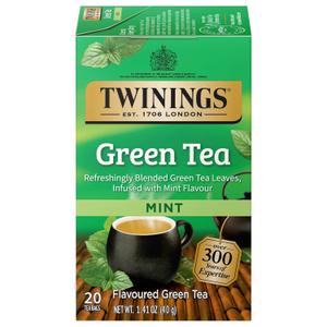 Twinings Green Tea with Mint Individually Wrapped Bags, 20 Count (Pack of 2), Invigorating Aroma, Caffeinated, Enjoy Hot or Iced, 20 Teabags