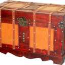 Large Antique Style Steamer Trunk, Decorative Storage Box