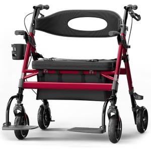 Helavo Extra Wide 2 in 1 Bariatric Walker Wheelchair Combo, 500 lb Capacity