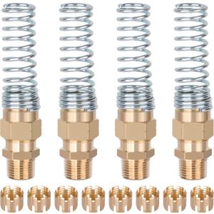 3/8” Hose x 1/2” Male Connector with Spring Guard, 4 Pack Brass DOT Air Brake Hose End Fitting with 8 Pack 3/8”Sleeve Tube