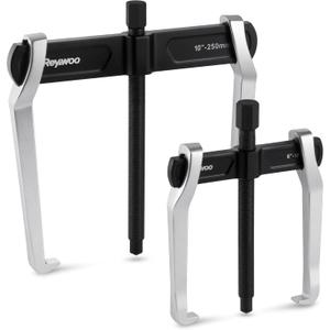 2-Jaw Reversible Gear Puller Set, 2 Pack with Small (0-5.35" External/1.7-5.7" Internal) & Large (0-8.2" External/3-10.5" Internal) Spread, Heavy-Duty Bearing, Flywheel, Pulley and Gear Remover Tool
