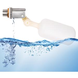 Stainless Steel Float Valve 1/2 Inch With Plastic Ball and Adjustable Arm for Water Trough, Fountains, Ponds, Pool, Aquariums, Animal Waterer Bowl