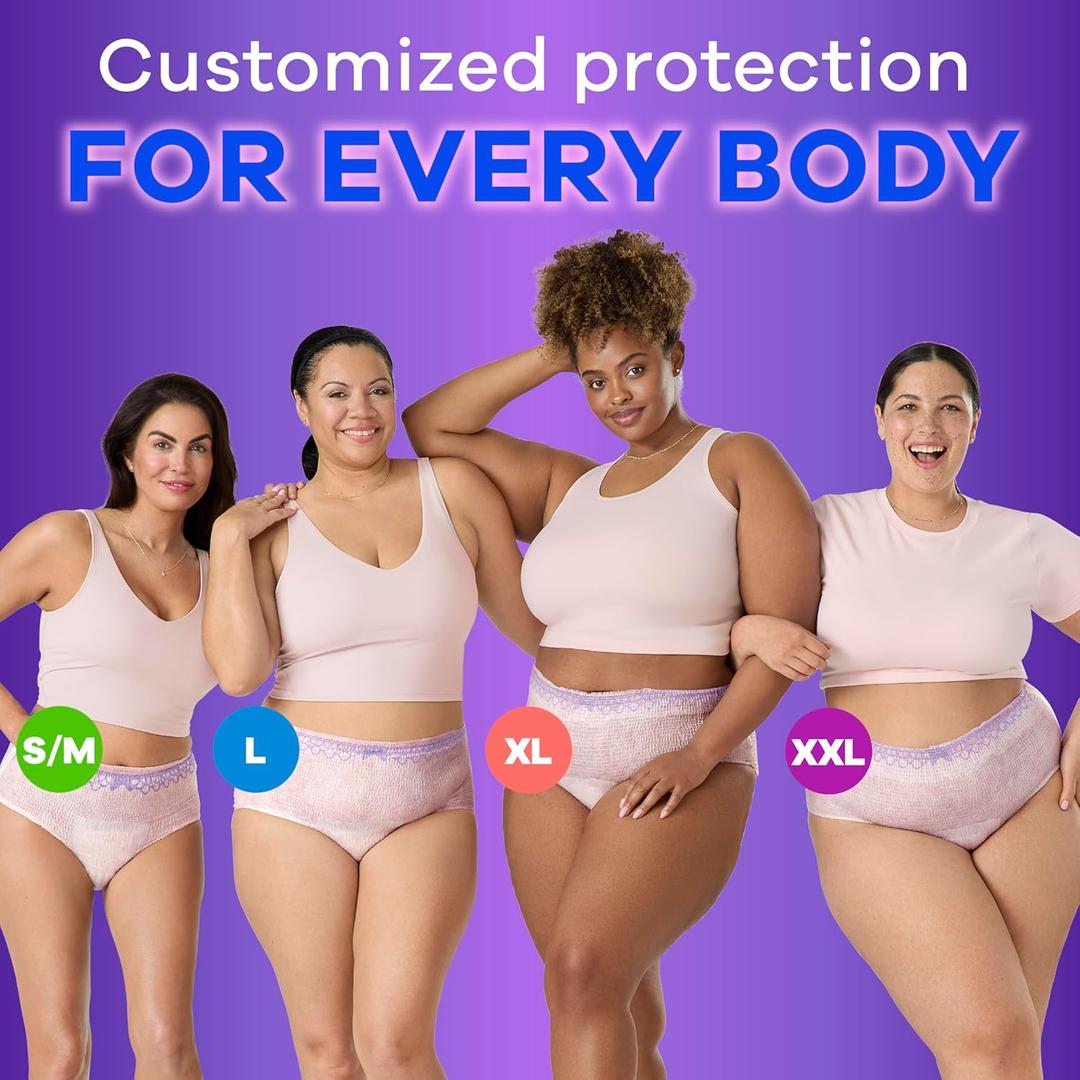 Always Discreet Adult Diapers for Women, Incontinence Underwear, Postpartum Essentials, Disposable Briefs, Max Absorbency, Bladder Leak Protection, XL/XXL, 64ct