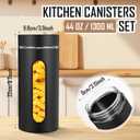 Mimorou 3 Pcs Stainless Steel Canister Set with Glass Windows Visible Storage Jars Silver Kitchen Canister Set for Pasta Flour Oat Sugar Container, Kitchen Tools, Housewarming Gifts(Black,44 oz)
