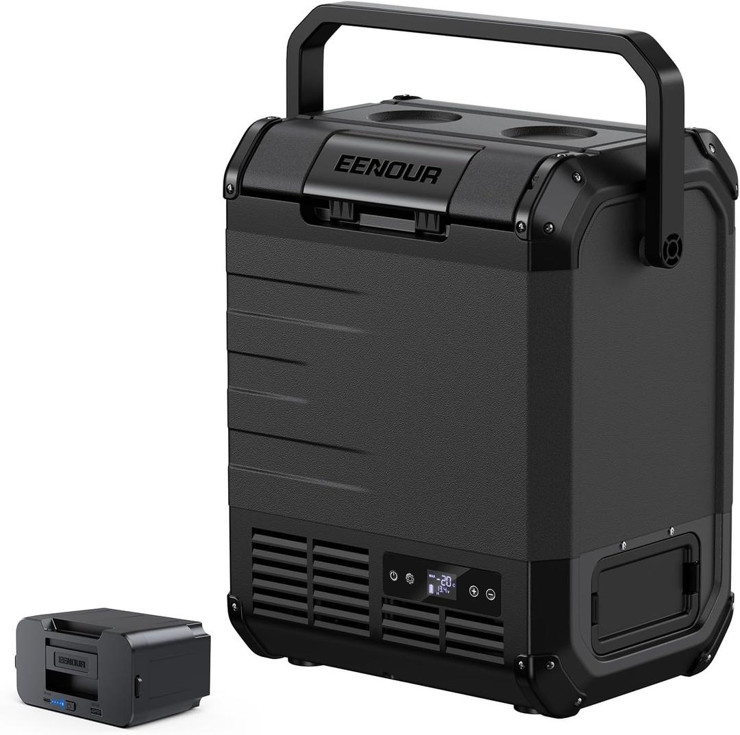 EENOUR D10 12 Volt Car Refrigerator, Portable Freezer 10.6Qt/10L, Compressor Electric Cooler, -4~50, 12/24V DC, 110~240V AC, 12V Fridge for Camping, Road Trips, RV, Truck (Battery Included) - Black