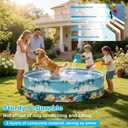 Foldable Swimming Pool for Kids 78.7"x17.7" Hard Plastic Portable Dog Pool Anti-Slip Collapsible Large Kiddie Pool Indoor Outdoor Backyard (Beach Party 79'')