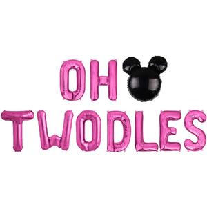 Oh Twodles Balloons Banner, Oh Twodles 2nd Birthday Party Decorations for Themed of Mouse for Girl Boy Oh Twodles Birthday Party Supplies Decorations Set Of 12PCS Kit (Rose Red)