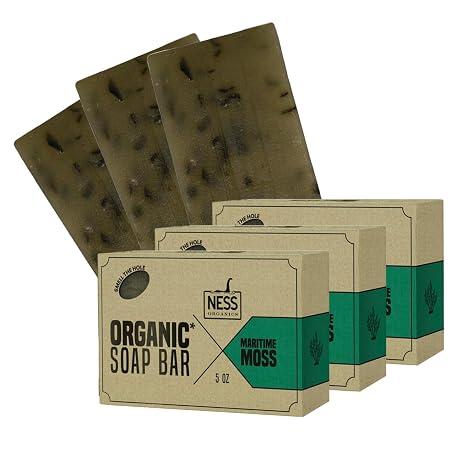 Ness Mens Soap Bar - Maritime Moss Scent, Natural Soap For Men With Organic Ingredients, Mens Bar Soap With Essential Oils, Moisturizing Bar Soap For Men, Handmade In The USA, Cruelty Free, Vegan