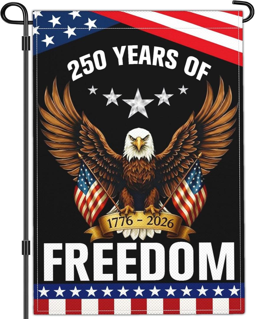 250 Year American Anniversary Flag 250th Anniversary USA Flag 4th of July Patriotic American Garden Flags for Outside 12x18 Double Sided Outdoor 250 Merchandise Decorations