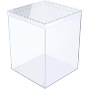 Set of 6 Acrylic Boxes with Lids, 3.44" Square x 4.5" Tall, Made in USA, Clear Display Case for Collectibles, Rocks, Seashells and Crafts Storage & Organization