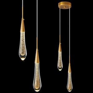 LMQNINE Kitchen Light Fixtures Ceiling Dimmable LED Modern Gold Pendant Light Mini Teardrop Crystal Pendant Light for Kitchen Island Bedroom Hallway Entryway (5Light)