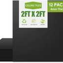 Noooza 2ft x 2ft Drop Ceiling TilesSmooth Black PVC Ceiling Tiles 24 x 24in. Waterproof, Washable and Fire-Rated - Reusable - High-Grade PVC to Prevent Breakage-Package of 12 Tiles - Amazon.com