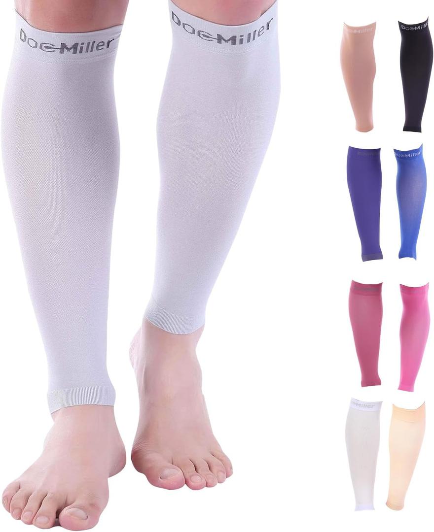 Doc Miller Compression Calf Sleeve for Men & Women, Premium Medical Grade, 15-20mmHg Graduated Support for Running, Calf Tear, Shin Splints, Knee High, Calf Sleeves, 1 Pair (XXX-Large, Grey)