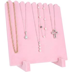 Tondiamo 9 Inch Velvet Necklace Jewelry Display Stands Organizer Necklace Storage Holder for Home Shop Show(Pink)