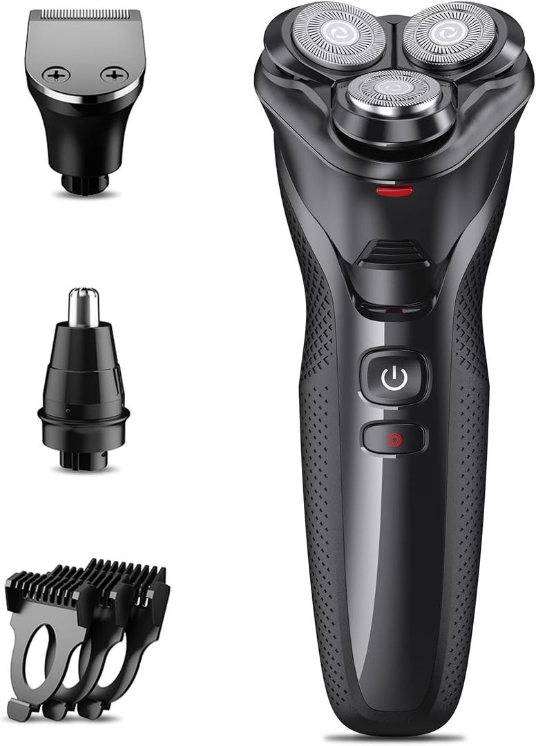 Electric Razor for Men, rategist Rechargeable Electric Shaver, Waterproof Wet Dry Cordless Razor, Adjustable Speeds, with Nose Hair Trimmer, Sideburns Trimmer, Green