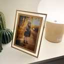 5"7" Picture Frame, Gold Glass Photo Holder, 2 Pack, Tabletop Use or Wall Mouted, Vertical or Horizontal, Classy For Children's Day, Birthday or Wedding