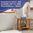 Upolana Teak Shower Bench, 20" Solid Wood Shower Stool Waterproof Shower Seat with Storage Shelf for Bathroom, Indoor & Outdoor Use