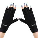AIRSEE UV Gloves for Nail Lamp,Professional UPF50+ UV Protection Gloves for Manicures Nail Art,Fingerless Gloves That Shield Skin from The Sun and Nail Lamp (Black)