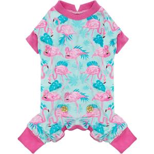 KYEESE Dog Pajamas Stretchy Pet Jammies Coat Comfy Pet Onesie Costume Velvet Dog Pajamas Small Sized Dogs Soft Dogs Clothes Pjs with Flamingo Pattern, Large