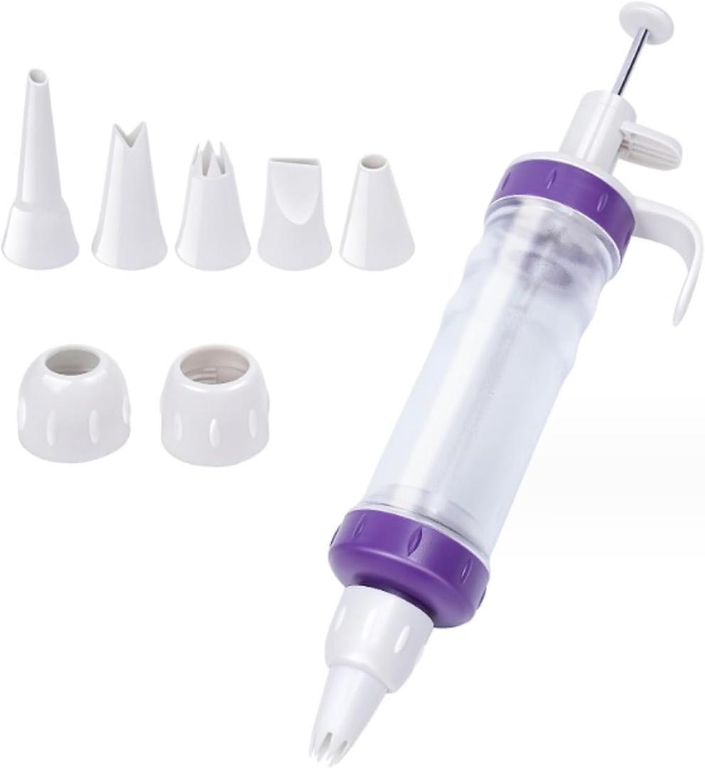 Dessert Decorating Syringe Set, Icing Dispenser Cupcake Filling Injector, 7 Icing Nozzles, Making Dessert Cream Piping Syringe Nozzles Kits for Cake Cookies Decoration