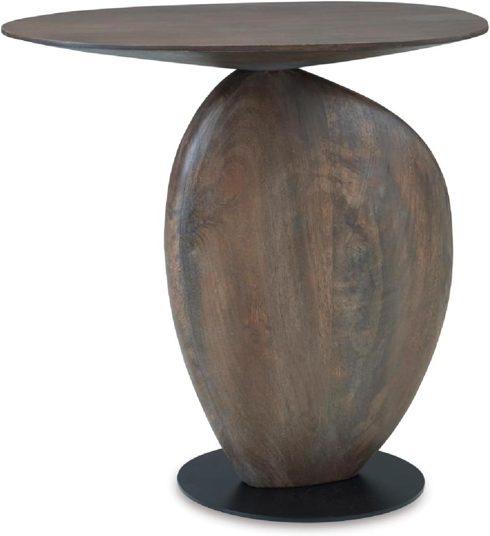 Signature Design by Ashley Cormmet Industrial Accent Table with Metal Base, Dark Brown & Black, 19.88" W X 13" D X 21" H