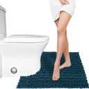 Yimobra Toilet Rug U Shaped Washable 24x20 Inch - Ultra Soft Absorbent Chenille Bath Rugs for Toilet, Quick Dry & Machine Washable, Non Slip Contour Bathroom Mat, Peacock Blue