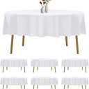 6 Pack Round Tablecloth 108 Inches White Table Cloth Stain and Wrinkle Resistant Washable Polyester Fabric Table Cover for Party, Wedding and Banquet Decoration