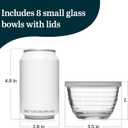 Libbey Small Glass Bowls, Glass Containers with Lids Set of 8 to Keep Leftovers Fresh, Meal Prepping and More, Dishwasher Safe Small Bowls for Dips