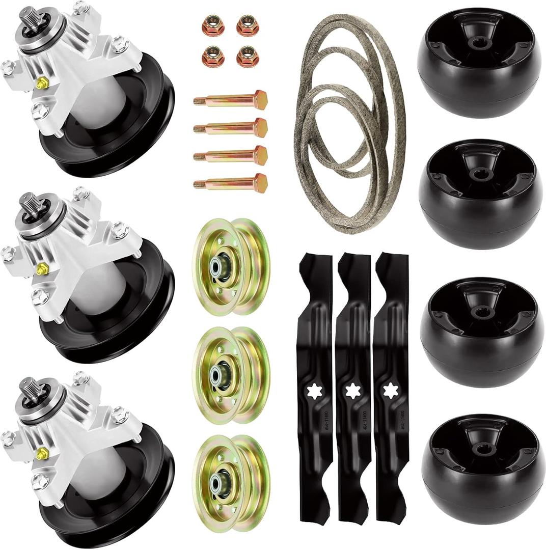 Mower Deck Rebuild Kit for Cub Cadet RZT 50 inch Zero Turn Troy Bilt RZT50 Mowers 618-04125 918-04125, RZT-50 RZT-50VT Troy-Bilt Mustang XP ZT50 ZT-50 Blade Spindle Pulley Belt Idler WheelsF