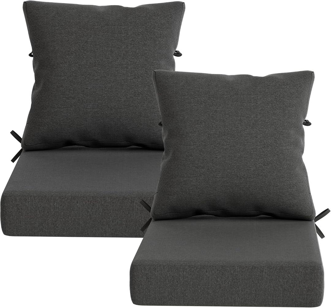 Luxury Outdoor Chair Cushions 2 Set, 22x24x6 Inch (Olefin & 30D)