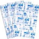 2 x MR FIVE 60 Sheets Blue American Buildings Tissue Paper Bulk,14" x 20",Blue Iconic Buildings Pattern Tissue Paper for Gift Bags,Blue Tissue Paper for Independence Day 4th of July Holiday Party