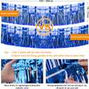 2 x 2 Pack Iridescent Fringe Float Curtain, Metallic Foil Fringe Garland Shiny Wall Hanging Drapes Tassel Foil Float for Parade Float Trailer, Outdoor Indoor Birthday Holiday Party Decoration (Royal Blue)