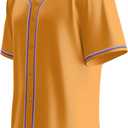 Baseball Jersey for Men,Blank Baseball Jerseys Shirts Short Sleeve Hip Hop Sports Casual Button-Down Uniforms (Orange, XL)