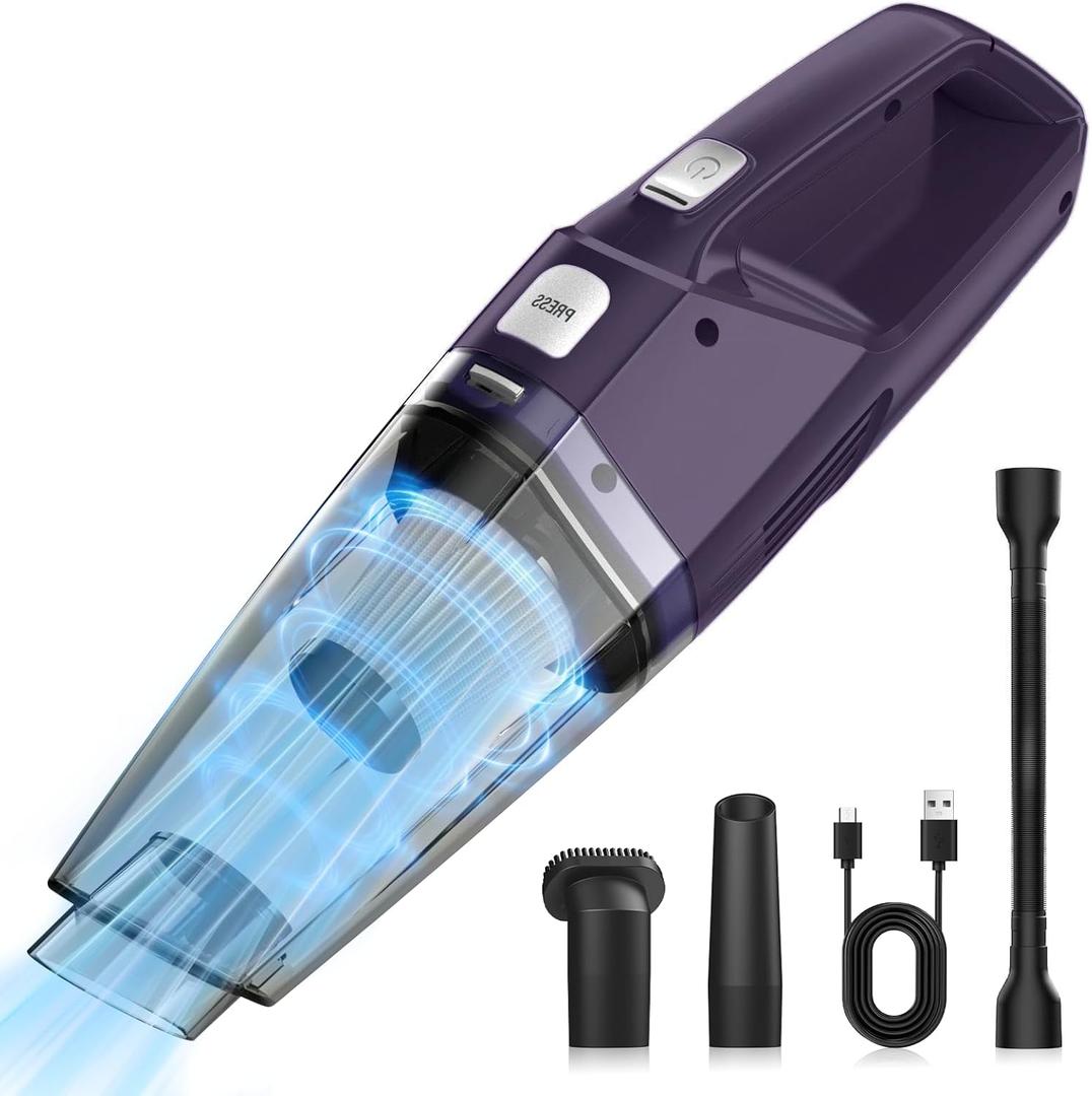 Handheld Vacuum Cordless  Car Vac Portable with 8KPA & Multi Accessories & Low Noise, Lightweight Hand Held Vacuum Cordless Rechargeable for Car/Home/Dust/Pet Hair, Mine Portable Vacuum