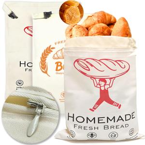 3pc-Beeswax Bread Bags for Homemade Bread & Sourdough,Zipper,  XL Eco-Friendly, Natural, Food-Safe Storage Bag to Keep Loaves Fresh Longer  Sustainable, Zero Waste