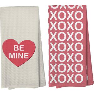 Valentines Day Kitchen Towels, Love You XOXO Valentines Hand Towels for Kitchen Bathroom, Love Gifts for Her, 16x24 Set of 2
