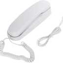 White OF-990 Slimline Telephone Wall-Mountable Basic Corded Telephone No AC Power Required, Corded Home Phone