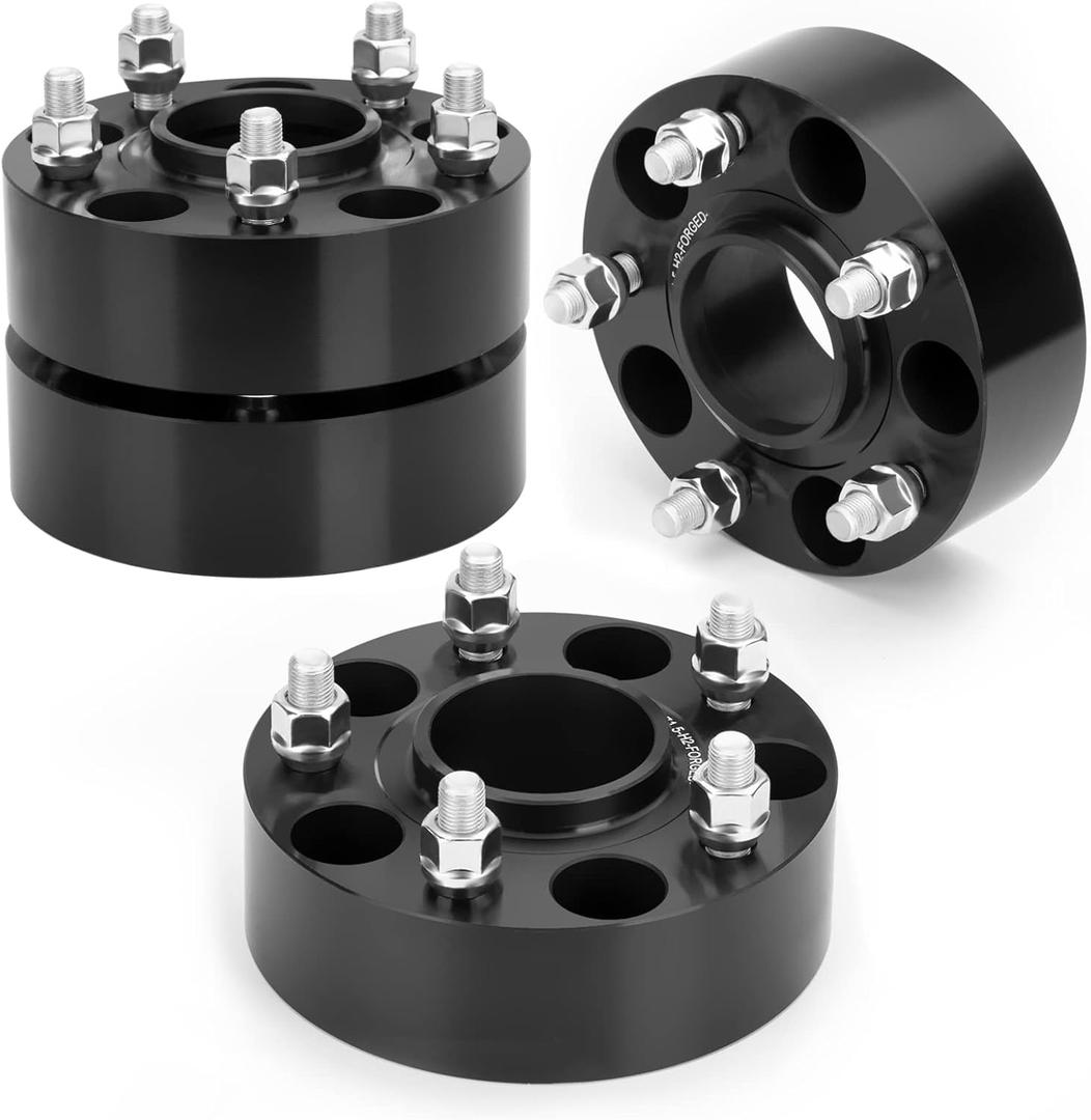 dynofit 2" Wheel Spacers for 2007-2018 Wrangler JK/JKU, 5x5(5x127) HubCentric 71.5mm Thread 1/2"-20 for 1999-2010 Grand Cherokee WJ/WK, 2005-2010 Commander XK, Real Forged Aluminum Spacer, 4Pcs (2 inch - 1/2-20 Studs)