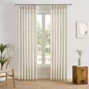 Pinch Pleat Sheer Curtains 132 Inches Long, Extra Long Window Drapes for Dining Room Linen Slub Yarn Sheer Window Drape for Bedroom,Memory Shape Curtain 2 Panels Set 42 Inch Wide