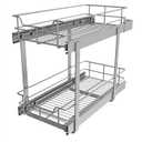 2 Tier Pull Out Cabinet Organizer 11" W X 22" D, Slide Out Drawers For Kitchen Cabinets, Pull Out Drawers For Cabinets Capacity Heavy Duty Caddy, Cabinet Pullout Shelves Chrome-Plated, Bathroom Pantry