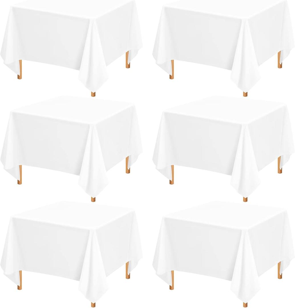Showgeous 1 Pack Square Tablecloth 210 x 169 Inch White Square Table Cloth,Stain and Wrinkle Resistant Washable Polyester Table Clothes Decorative Fabric Table Cover for Wedding Dining Party Card Table