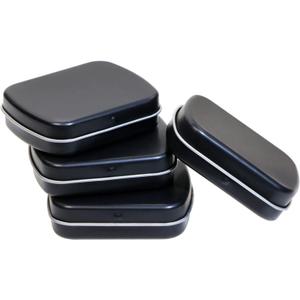 Mini Skater Metal Hinged Tin Box Rectangular Empty Small Hinged Tins Containers Storage Case for Pills Candies and Bead Earring Necklace Bracelet Jewelry Craft, Matte Black (8)