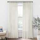 XTMYI 96 Inches Long Modern Farmhouse Linen Curtains for Living Room,Hang Pin Hooks Back Tab Sheer Pleated Curtains for Bedroom Dining Room,96 Length 2 Panel Set,Cream Colored(Ivory/Off White) (50"W x 96"L (Pack of 2), Birch)