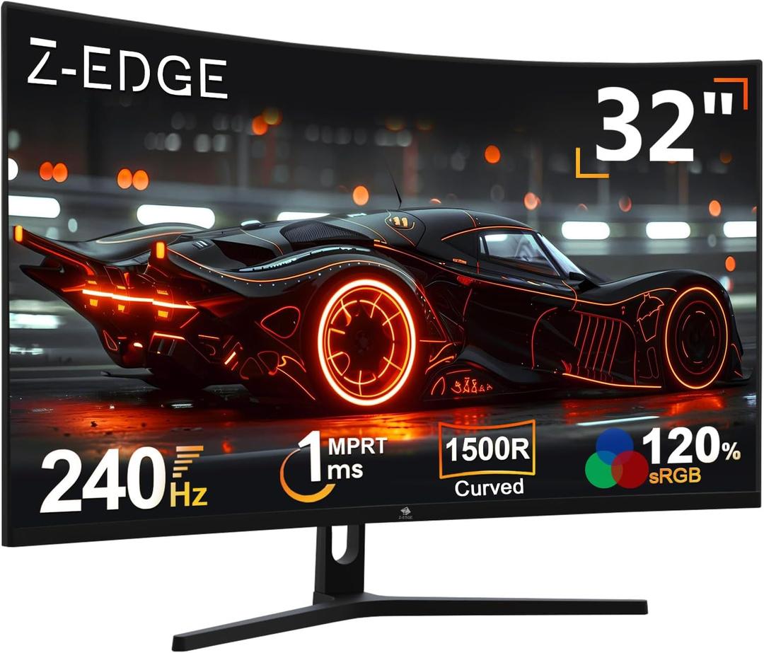 Z-Edge 32 inch Curved Gaming Monitor, FHD 1080P 240Hz Curved Monitor,1500R Computer Monitor, MPRT 1ms Monitor, FreeSync, Low Blue Light, UG32P 1X DP and 2X HDMI