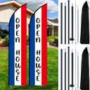 SmoothNovelty 2 Sets Open House Flag for Real 7ft Estate Agents Windless Open House Signs with Pole Kit Ground Stakes Travel Bags Flags for Businesses Advertising Feather Banner