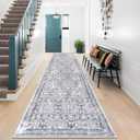 Vaukki Hallway Runner Rug, Vintage Shaggy Soft Laundry Rug Runner, Non Slip Entryway Runner Mat, Washable Farmhouse Kitchen Area Carpet for Bathroom, Entryway and Bedroom (2'6'' X 12', Grey)